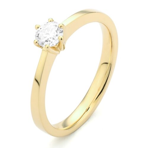 ggv0057e18 princess 0,30 ct geelgoud 18 karaat Solitaire ring in geelgoud met een briljant geslepen diamant verlovingsring kopen
