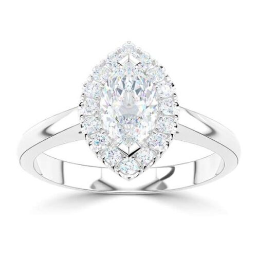 wgv0530e14 rich markies rozet diamant 0,88 ct witgoud Solitaire ring diamanten ring verlovingsring trouwring met diamant halo entourage ring